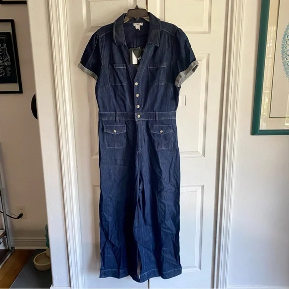 PAIGE‎ Darla Wide Leg Denim Jumpsuit in Baltimore wash 14